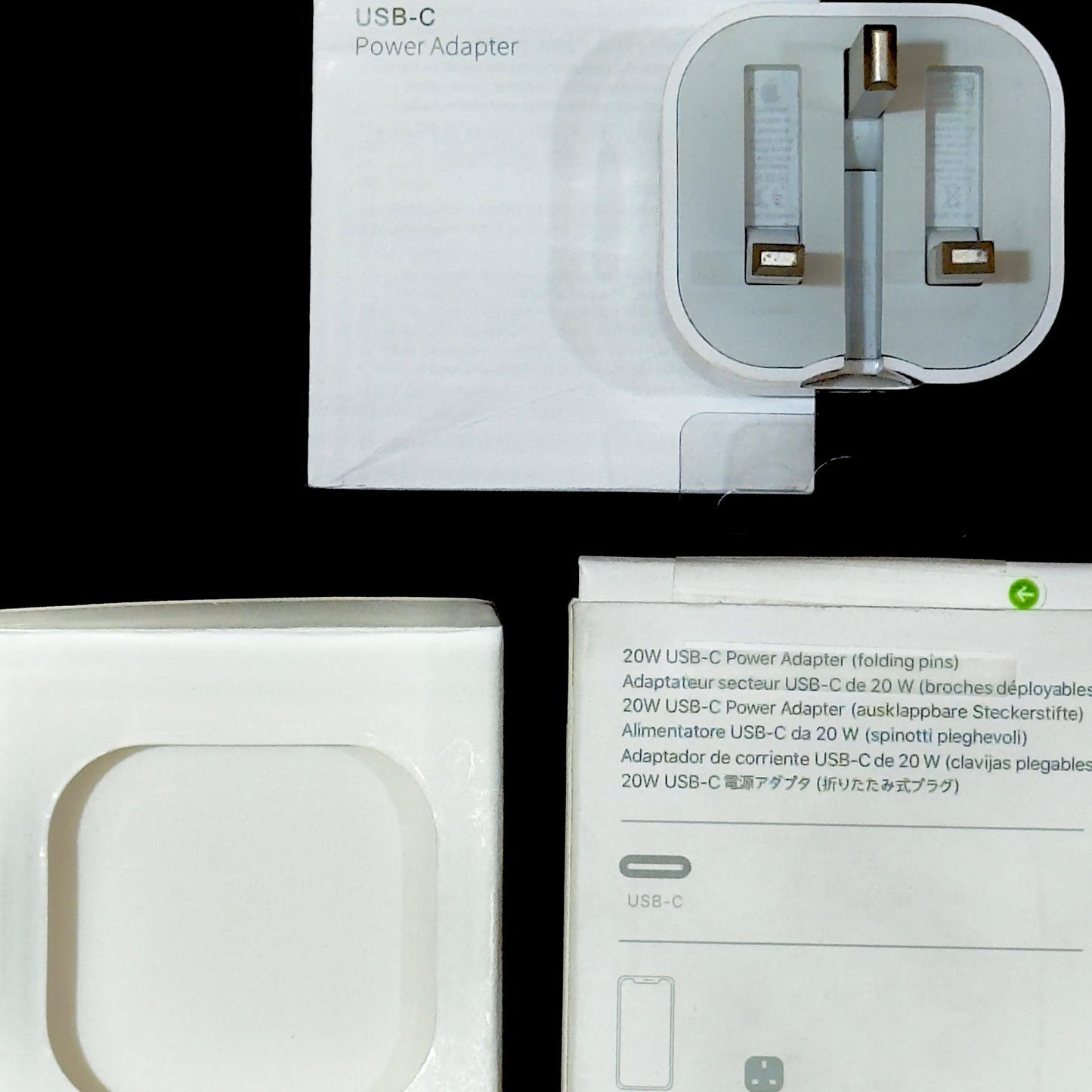 Original iPhone Charger and Cable - 20W 3 pin - iPhone Lightning and USB C Cables